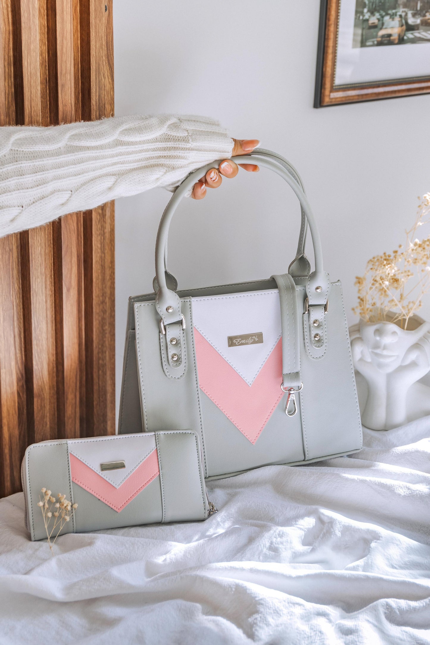 combo DÚO Bolso cartera Billetera zafiro dama