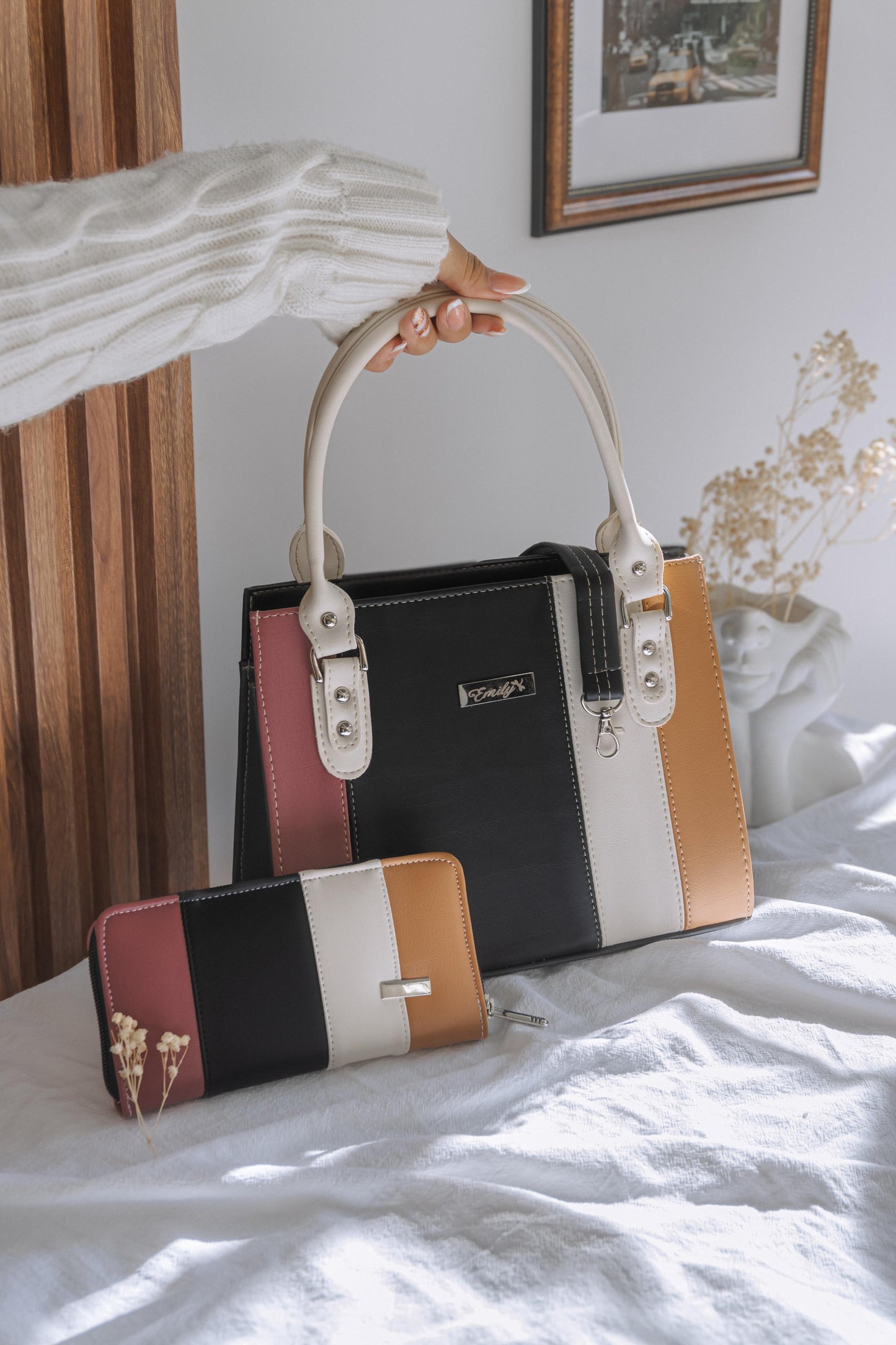 combo DÚO Bolso cartera Billetera zafiro dama
