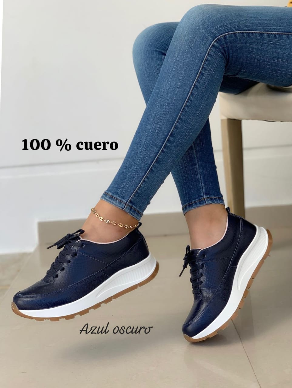 Tenis Mujer Cuero Oxford