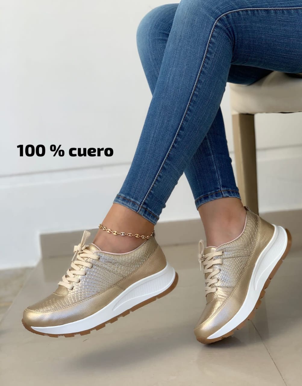 Tenis Mujer Cuero Oxford