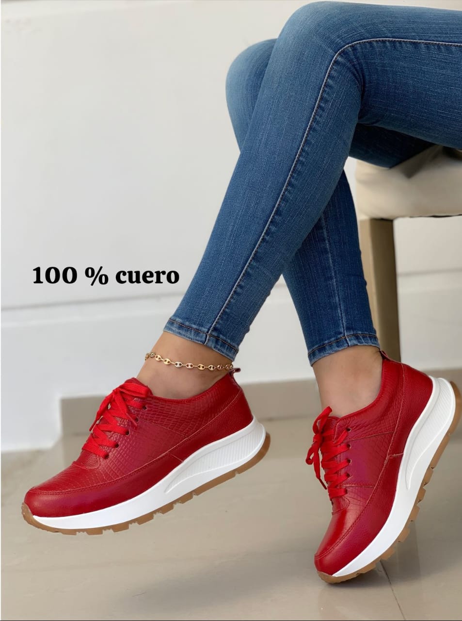 Tenis Mujer Cuero Oxford